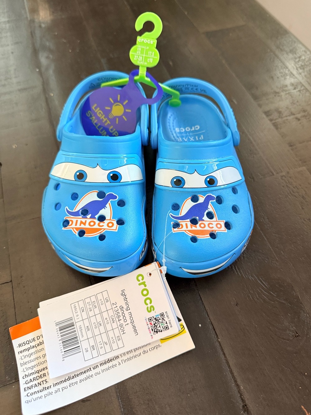 CROCS Kids Blue Dinoco Light-Up Clogs